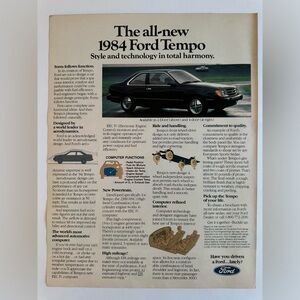 5/$20 1984 Ford Tempo magazine print ad